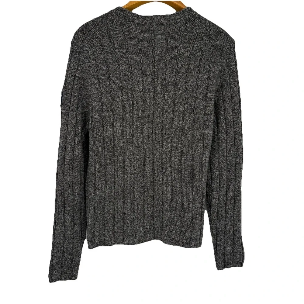 Y2K Abercrombie Fitch Men Ribbed V Neck Sweater‎ XL Gray Logo Patch Preppy